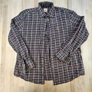 Johnnie O Men's Hangin Out LS Button Checker Plaid Flannel Shirt X-Large Green